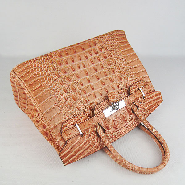 Replica Hermes Birkin 30CM Crocodile Head Veins Bag Orange 6088 On Sale - Click Image to Close